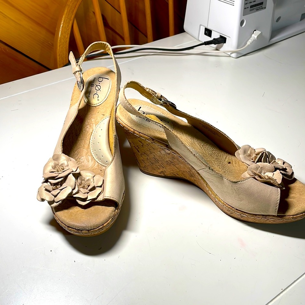 b.o.c Born Concept adjustable sling back cork wedge sandals